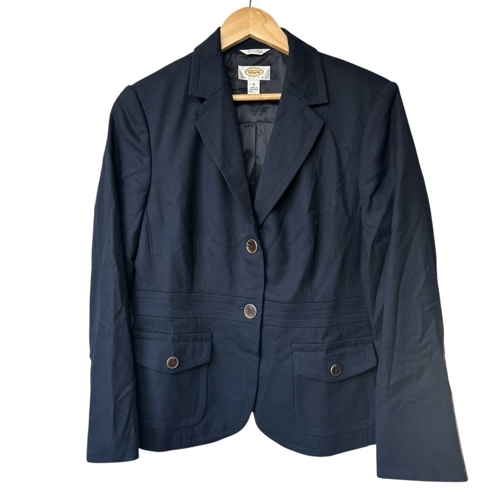 Talbots Petites Made in Italy Navy Wool Stretch Blazer Jacket, 10P